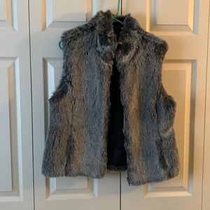 Grey/Black Faux Fur Zip-up vest